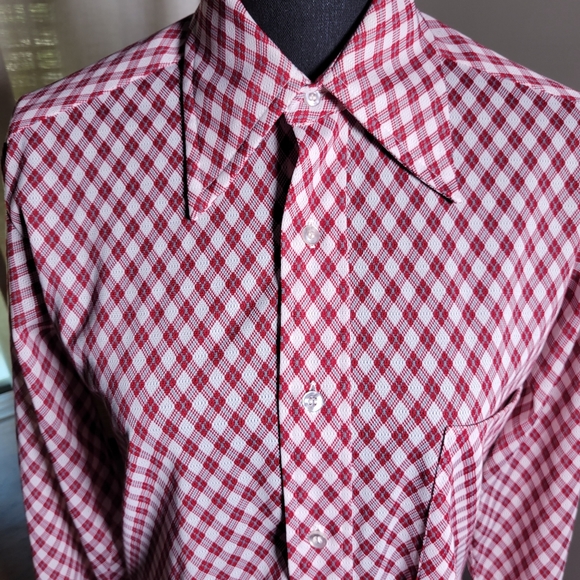 VINTAGE 70'S PLAID DAGGER COLLAR BUTTON DOWN SHIRT - Picture 8 of 10